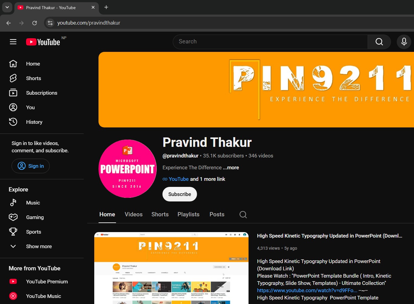 Pravind Thakur YouTube channel